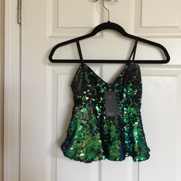 Guess peplum sequin shirt size XXS NWT $69 - Picture 1 of 9